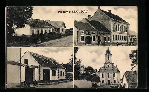 AK Kdousov, Kostel, Strassenpartie