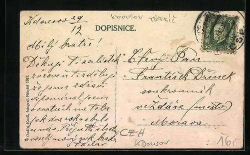 AK Kdousov, Kostel, Strassenpartie