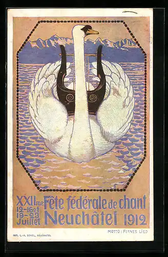 AK Neuchâtel, XXIIme Fête fedérale de chant 1912, Sängerfest