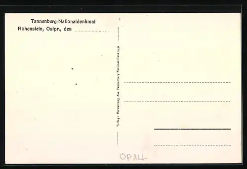 AK Hohenstein, Tannenberg-Nationaldenkmal, Gesamtansicht