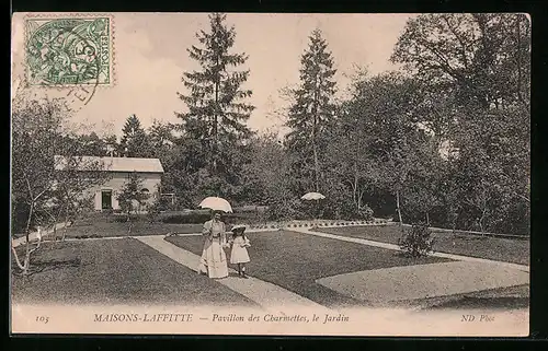 AK Maisons-Laffitte, Pavillon des Charmettes, le Jardin