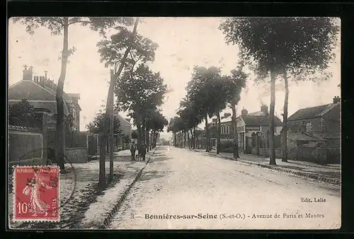 AK Bonnières-sur-Seine, Avenue de Paris et Mantes