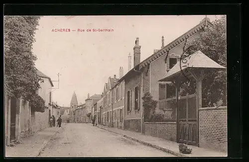 AK Acheres, Rue de St.-Germain, Strassenpartie