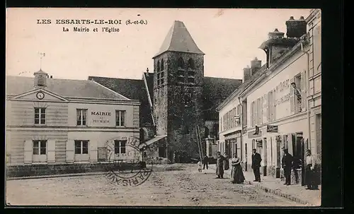 AK Les Essarts-le-Roi, La Mairie et l`Eglise