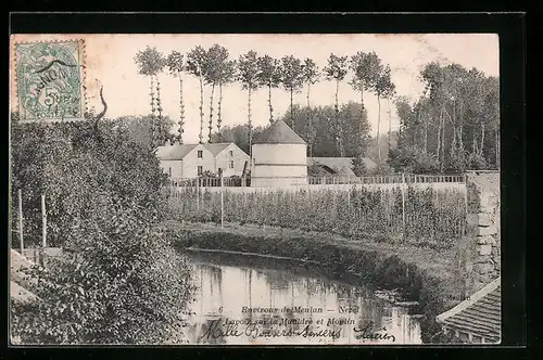 AK Nezel, Lavoir sur la Mauldre et moulin