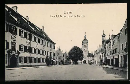 AK Erding, Hauptplatz m. Landshuter Tor