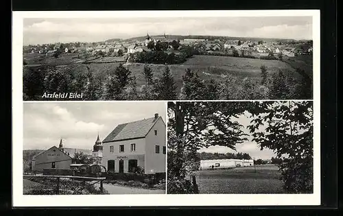 AK Arzfeld /Eifel, Strassenpartie mit Kaufhaus und Kölner Hof, Totalansicht