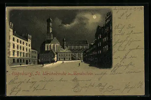 Mondschein-Lithographie Augsburg, St. Ulrichskirche