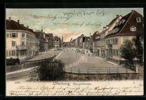 AK Offenburg, Blick in die Hauptstrasse