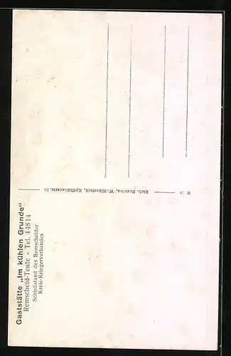 AK Remscheid-Tente, Gaststätte im kühlen Grunde
