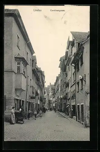 AK Lindau, Blick in die Strasse Caronlinengasse