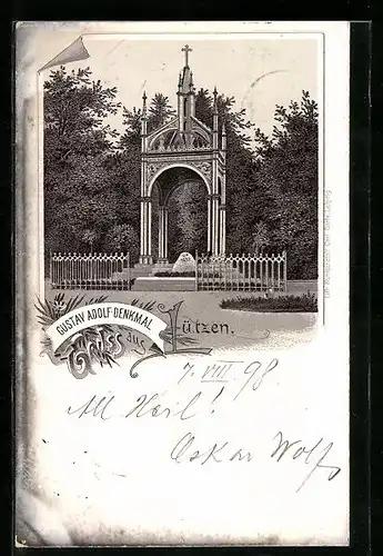 Lithographie Lützen, Am Gustav Adolf-Denkmal