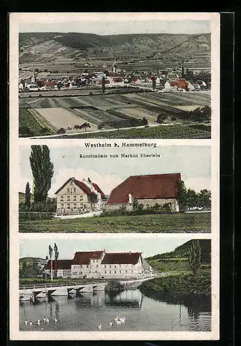 AK Westheim, Ortsansicht mit Kunstmühle von Markus Eberlein