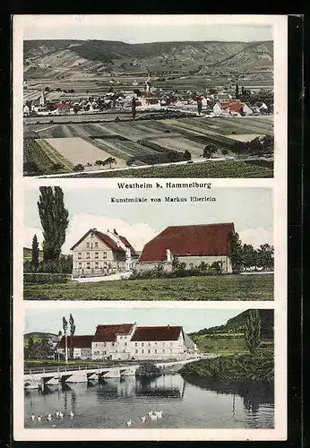 AK Westheim, Ortsansicht mit Kunstmühle von Markus Eberlein