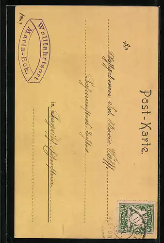 Mondschein-Lithographie Maria Eck, Blick auf Kirche
