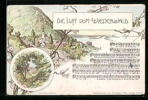 Lithographie Wien, Die Luft vom Wienerwald, Liedtext, Teilansicht