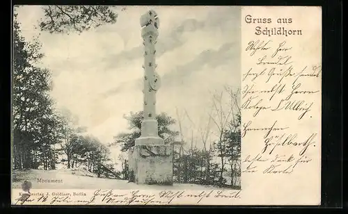 AK Berlin-Grunewald, Schildhorn, Ansicht des Monuments