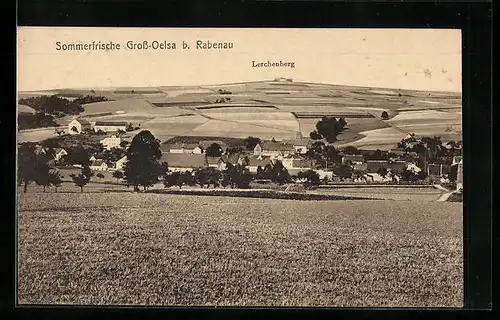 AK Gross-Oelsa b. Rabenau, Panorama mit dem Lerchenberg
