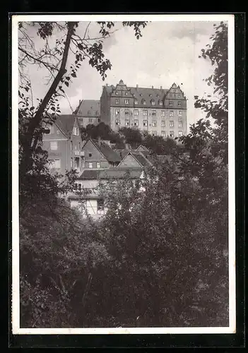 AK Lichtenberg, Ortspartie mit Schloss im Odenwald