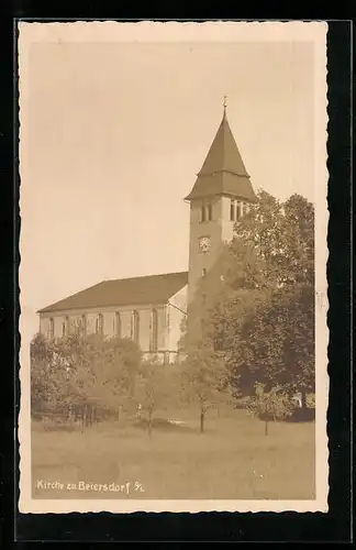 AK Beiersdorf O. L., Blick auf Kirche