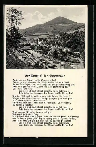 AK Bad Peterstal /bad. Schwarzw., Ortsansicht aus der Vogelschau, Gedicht