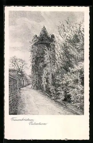 Künstler-AK Treuenbrietzen, Blick auf Pulverturm