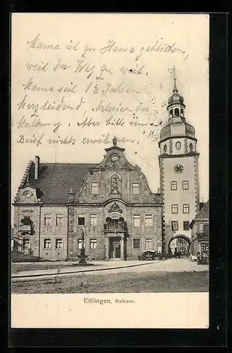 AK Ettlingen, Blick auf Rathaus