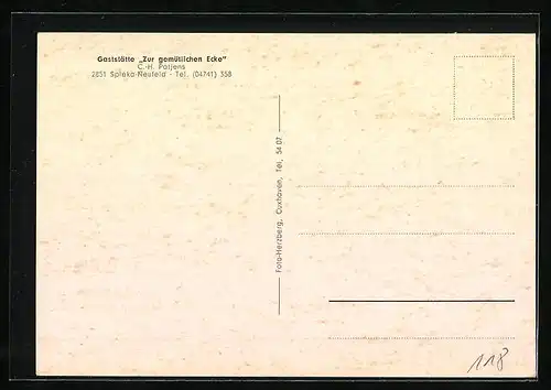 AK Spieka-Neufeld, Gaststätte Zur gemütlichen Ecke, C.-H. Patjens, Strandpartie, Windmühle