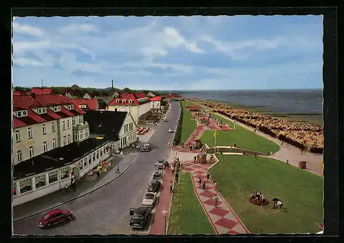 AK Cuxhaven-Duhnen, Strand mit Deich und Hotels