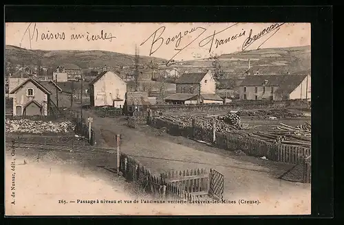 AK Lavaveix-les-Mines, Passage a niveau et vue de l`ancienne verrerie