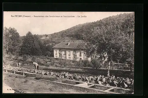 AK Sainte-Feyre, Sanatorium des Instituteurs et Institutrices, Jardin