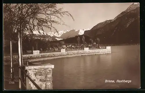 AK Brienz, Blick vom Ufer auf Hasliberge