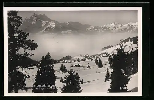 AK Chesières, Panorama et les Depts du Midi