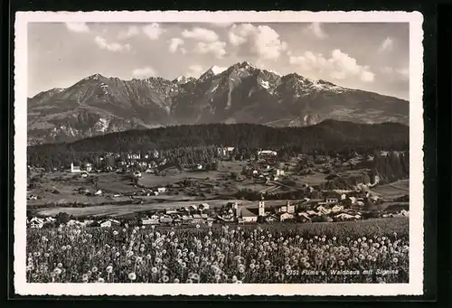 AK Flims, Ortsansicht mit Waldhaus mit Signina