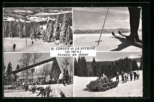 AK St. Cergue, La Givrine, Paradis du skieur, Schneekettenfahrzeug