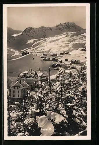 AK Inner-Arosa, Ortsansicht im Winter aus der Vogelschau