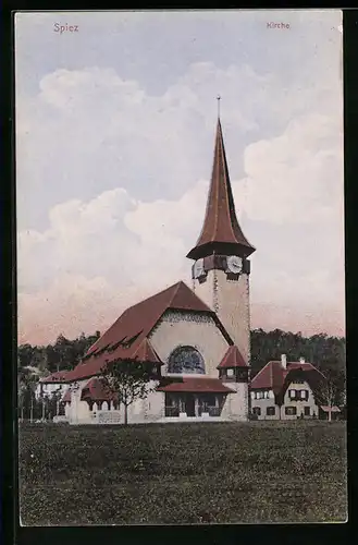 AK Spiez, Blick auf Kirche