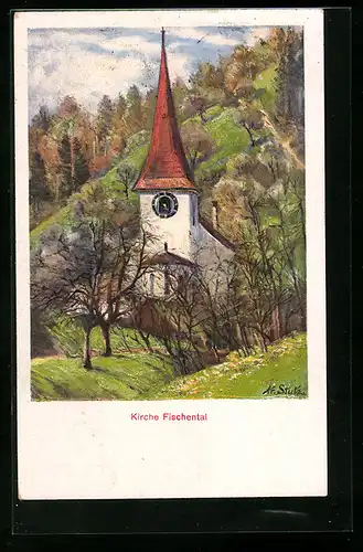 Künstler-AK Kr. Stutz: Fischenthal, Motiv der Kirsche