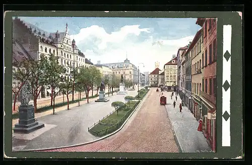 AK München, Promenadeplatz mit Denkmälern