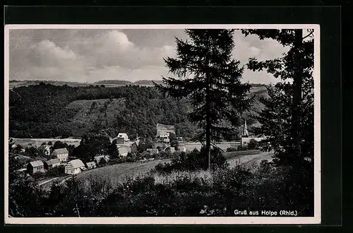 AK Holpe /Rhld., Ortspartie mit Tannen