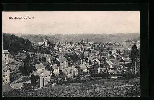AK Gummersbach, Teilansicht mit Kirche