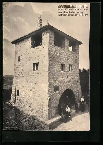 AK Oberflockenbach, Mannheimer Hütte auf dem Eichelberg, Aussichtsturm