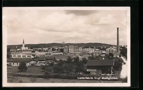 AK Mattighofen, Lederfabrik Vogl aus der Vogelschau