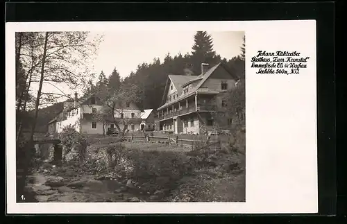 AK Albrechtsberg an der Grossen Krems, Els, Gasthaus zum Kremstal J. Kühtreiber mit Brücke und Bach