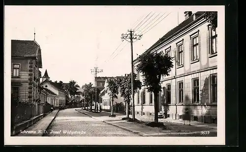 AK Schrems, Strassenpartie mit Gebäudeansicht