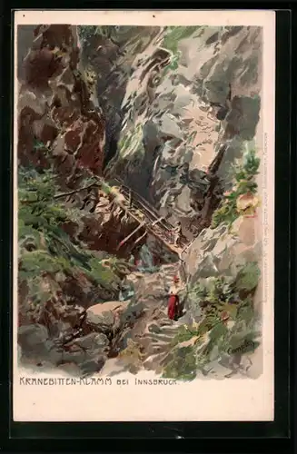 Künstler-AK Edward Theodore Compton: Kranebitten-Klamm bei Innsbruck