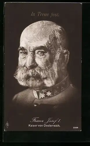 AK Kaiser Franz Josef I. von Österreich, Antlitz aus Soldaten gebildet