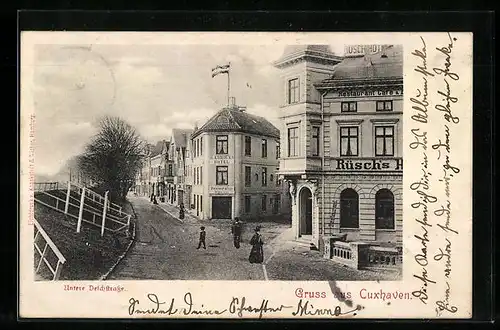 AK Cuxhaven, H. Arbien`s Hotel, Untere Deichstrasse, Rüsch`s Hotel