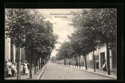 AK Cuxhaven, Mädchen auf der Hermannstrasse