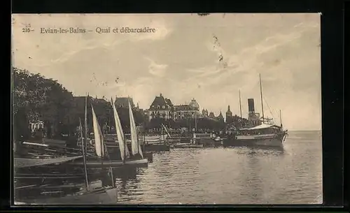 AK Evian-les-Bains, Quai et débarcadère, Hafen